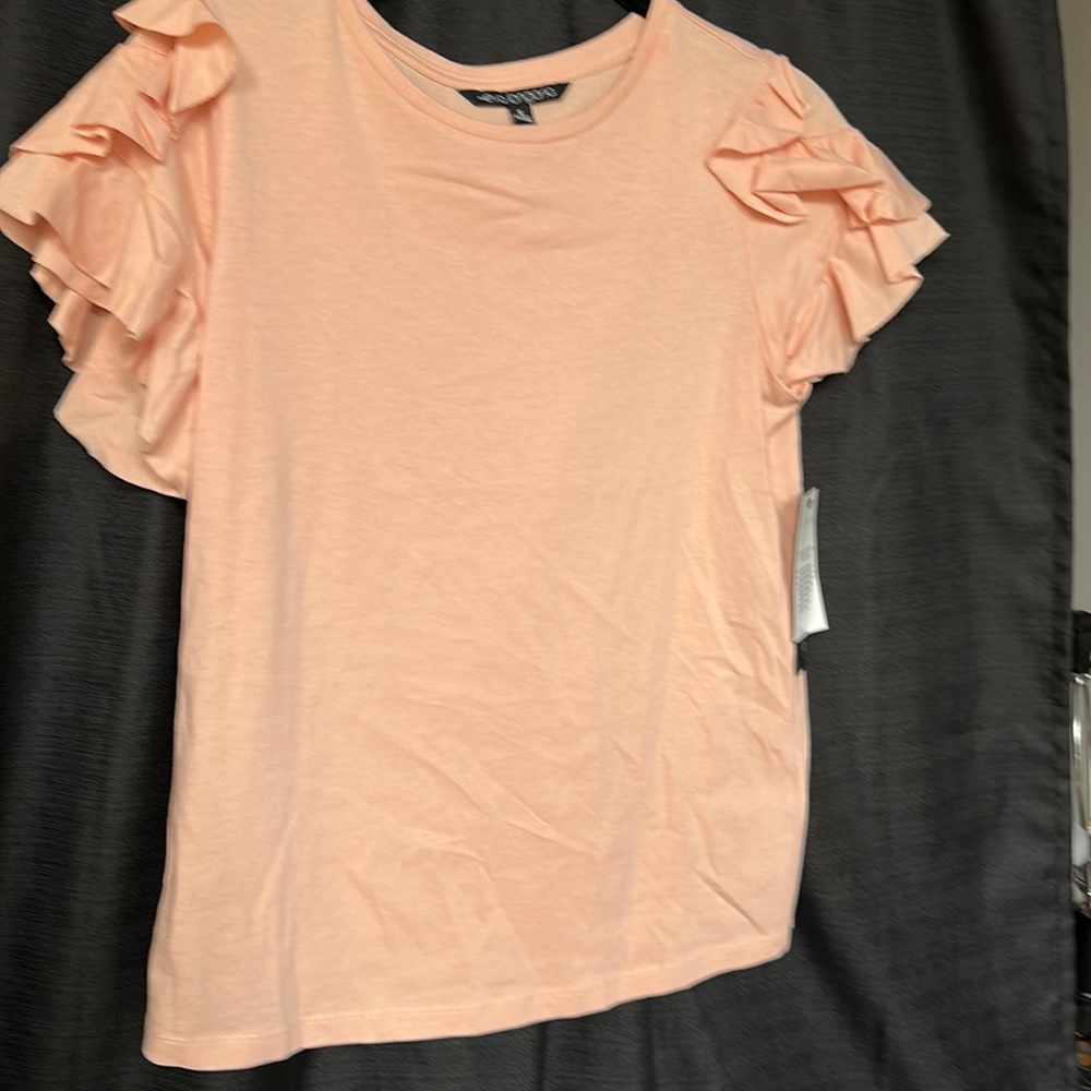 Eva Longoria ruffled short sleeve t-shirt NWT
